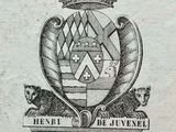 an old drawing of a coat of arms with a crown on top of it