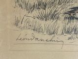 a drawing of a cow laying in the grass