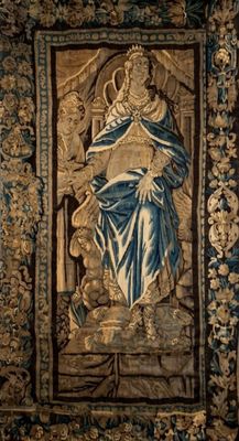 an image of a tapestry with a picture of a woman on it
