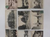 several old postcards of a street scene with buildings and trees