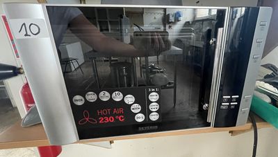 a microwave that is sitting on top of a counter