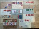 many different types of stamps on the table
