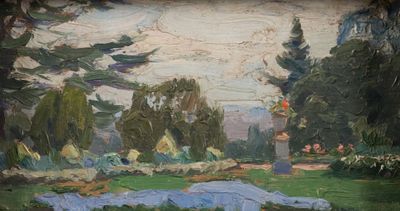 un tableau représentant un homme allongé sur une couverture dans un parc