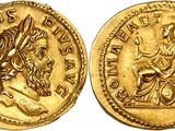 a gold coin with an image of a man on a horse