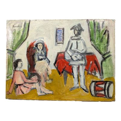 Rudolf KUNDERA (1911 - 2005) Arlequin et deux jeunes filles