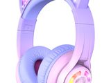the headphones have glowing ears and ears on them