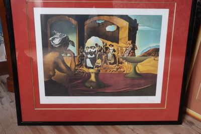 framed picture of a painting of a group of people in a desert setting