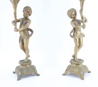 Paire de candélabres en bronze ciselé et patiné à sept lumiè… (photo 6)