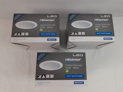 three boxes of led recess light fixtures on a white surface