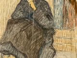 drawing of a woman sitting on the ground with her head in her hands