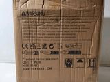 the back of a cardboard box that is sitting on a table