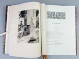 an open book with a picture of a woman in a room