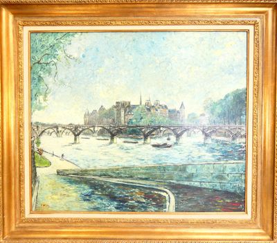 La Seine à Paris. Huile sur contreplaqué SBG "Gizo".