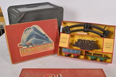 a box with a train set in it on a table