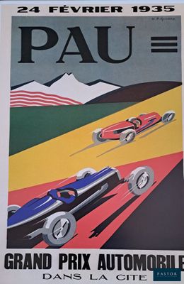 an image of a poster of a race car driving down a track