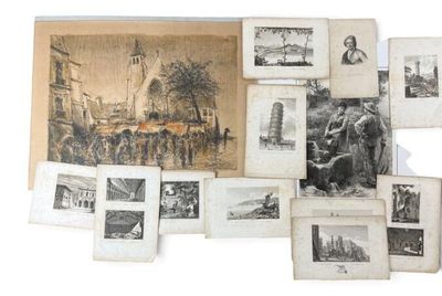 plusieurs vieux livres sur lesquels figurent des images de personnes et de bâtiments