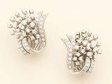 pair of diamond and white gold ear clips, by van cleef