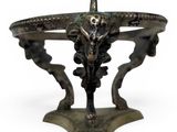 an image of a statue of a bull with horns on it ' s head