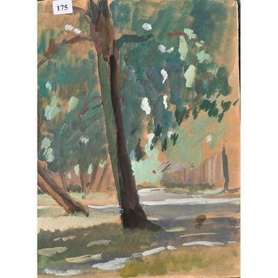 une image représentant un tableau où l'on voit un arbre au milieu d'une route