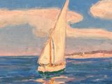 a painting of a sailboat in the water