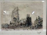 une image représentant un dessin d'une ville avec un château en arrière-plan