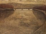 a painting of a bridge over a body of water