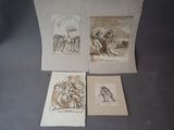 Trois dessins représentant un homme et une femme se trouvent sur une feuille de papier