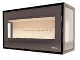 an image of a black microwave oven sitting on top of a white surface