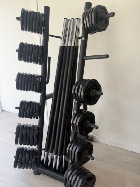 Lot de 2 racks à poids avec barres et poids variés - Équipement de fitness