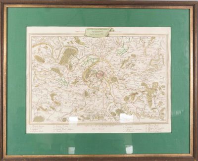 an old map of a country with a green frame