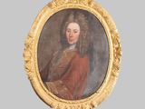 portrait of a gentleman in a red coat and gold frame