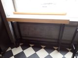 a black and white checkered floor in a room