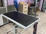 a black and white table in the middle of a room