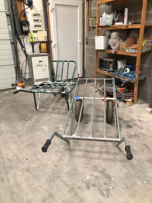 an image of a garage with a cart in the middle of the floor