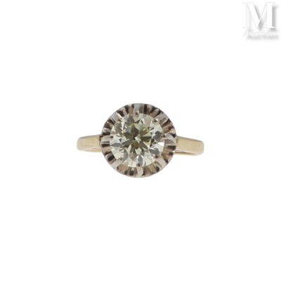 Solitaire diamant Bague solitaire en or gris 18K (750°/°°) e…