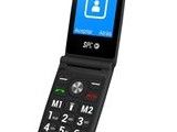 a black cell phone with a blue screen on it