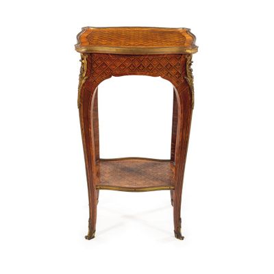 TABLE DE SERVICE EN PLACAGE DE BOIS DIVERS, FRANÇOIS LINKE, … - Photo 1