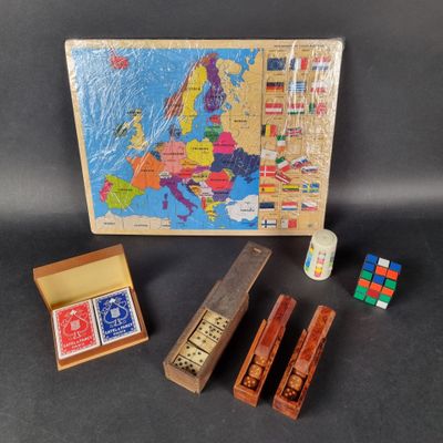 an image of a box with a map, stamps, and a box of stamps