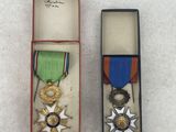 two medals in a box on a white surface