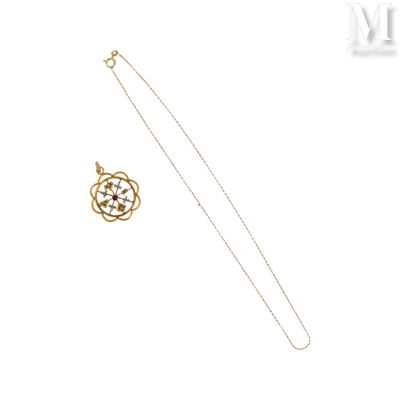 Pendentif fleur Pendentif en or jaune 18k (750°/°°) formant … - Photo 1
