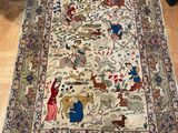 an oriental rug on the floor in a living room