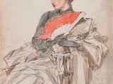 an image of a drawing of a woman in a dress and hat