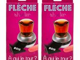 lot de deux verres à shot en plastique : l'un rose, l'autre noir, et un autre rouge avec du blanc