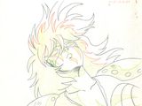 dessin représentant un homme aux cheveux jaunes et rouges, vêtu d'une chemise blanche
