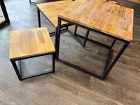 Table gigogne en métal et bois clair en trois parties (photo 3)