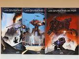 deux livres posés sur une table, avec l'image d'une machine de guerre et une machine de guerre en arrière-plan