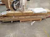 a bike that is sitting on a pallet in a warehouse