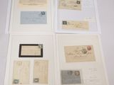 Quatre types différents de cartes postales anciennes sont exposés sur un fond blanc