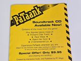 a yellow sticker with a black and white design on it