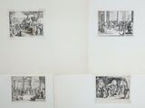 quatre photos différentes de personnes accrochées au mur d'une pièce